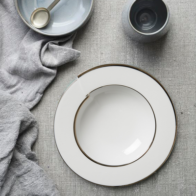 德国原产Seltmann Weiden汤盘  铂金立体镶边陶瓷西餐汤碗23cm