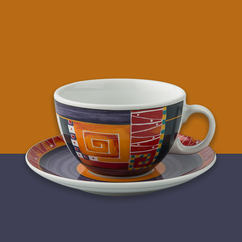 德国原产Seltmann Weiden咖啡杯 陶瓷欧洲几何图形370ml彩色